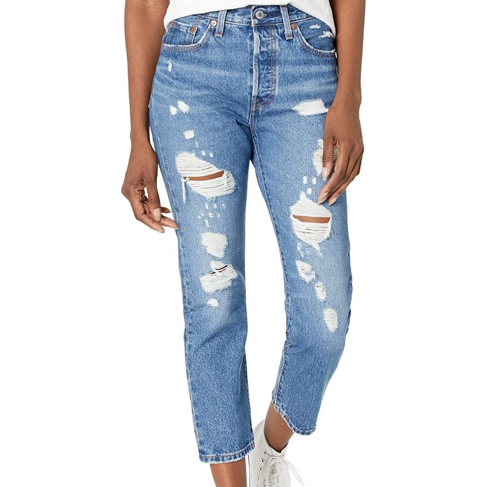 Levi's 501 Destructed Cropped Jeans